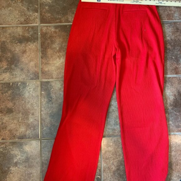 Novamen Mens Red Fashion Shadow Stripe Show Up Pleated Loose Trouser Size 36 - Picture 6 of 6